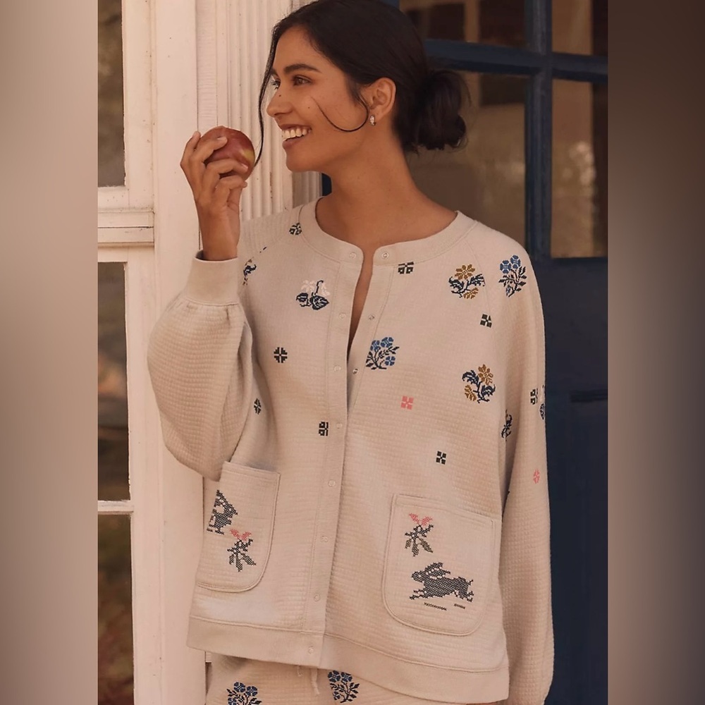 NWT Size L - LyreBird Printed Quilted Knit Cotton Sweatshirt (NWT US$ 148)